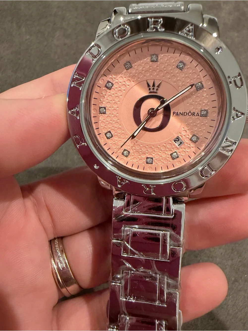 New Pandora Women's Silver Watch with Pink Dial